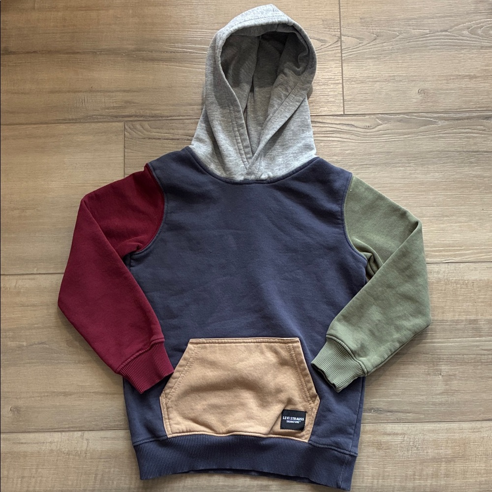 Boy’s Levi’s Colorblock Crewneck Hoodie - Navy, Burgundy, Olive & Gray Size 4/5